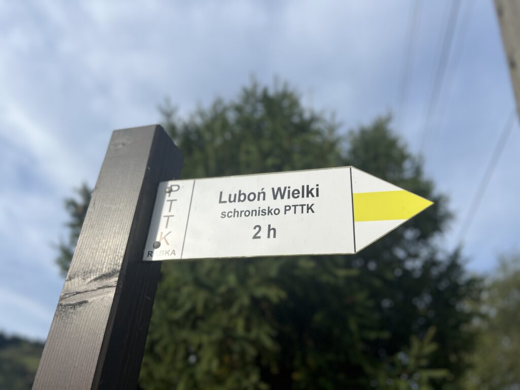 Z Rabki-Zdrój na Luboń Wielki wejdziemy żółtym szlakeim